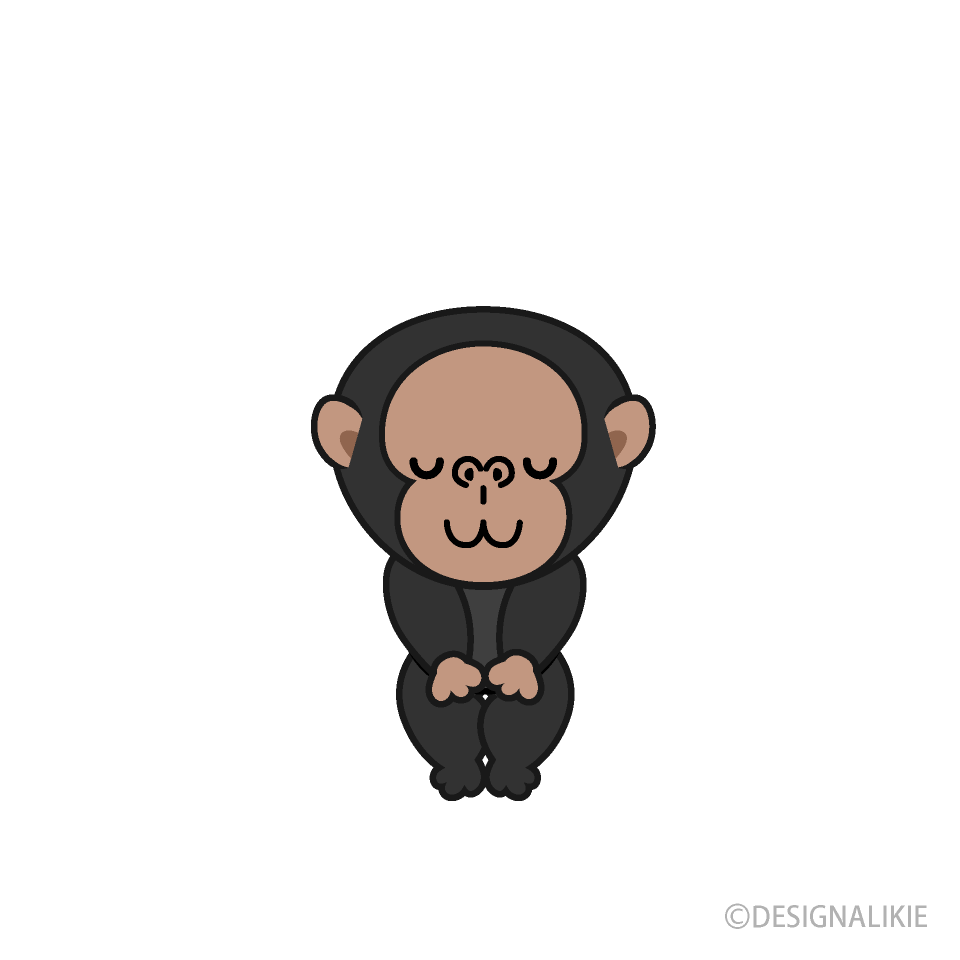 お辞儀チンパンジーキャライラストのフリー素材 イラストイメージ