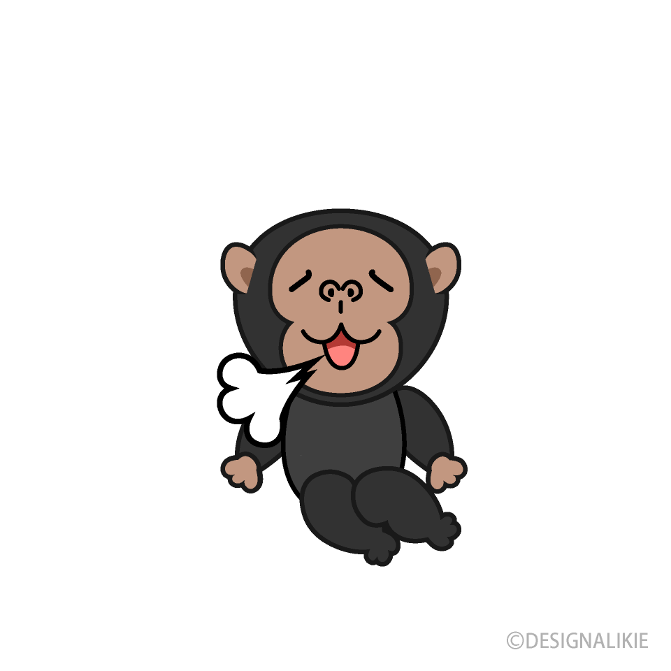 リラックスするチンパンジーキャライラストのフリー素材 イラストイメージ