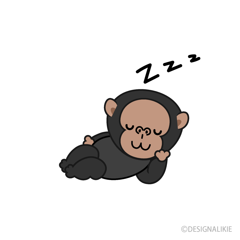 寝るチンパンジーキャライラストのフリー素材 イラストイメージ