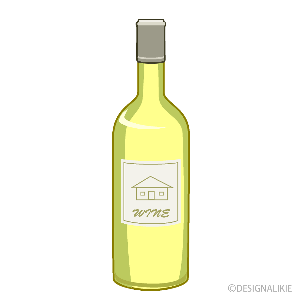 シンプルな白ワインボトルイラストのフリー素材 イラストイメージ