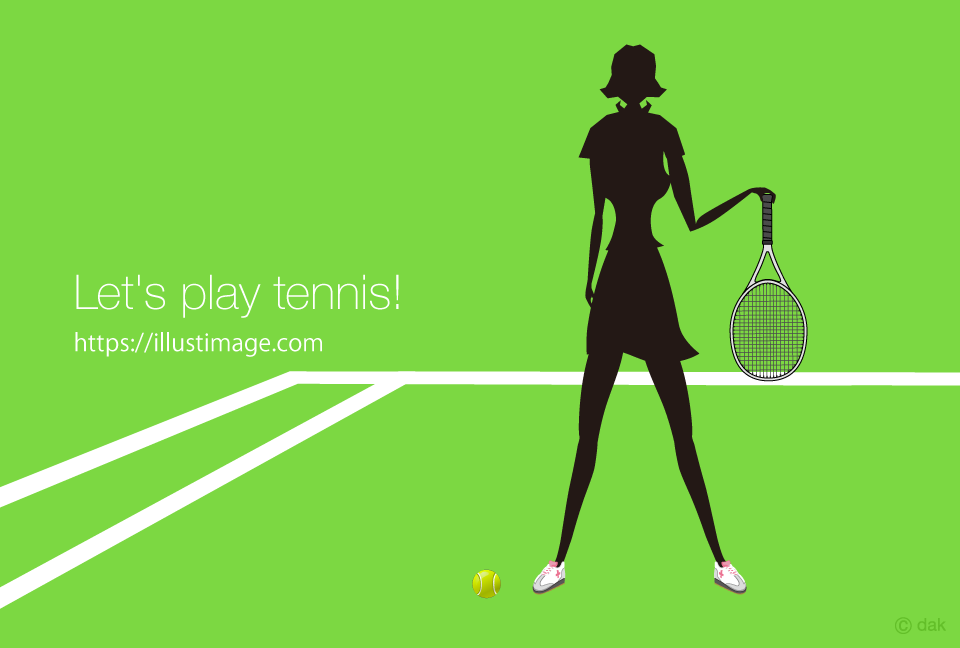 テニス女子のシルエットデザインイラストのフリー素材 イラストイメージ