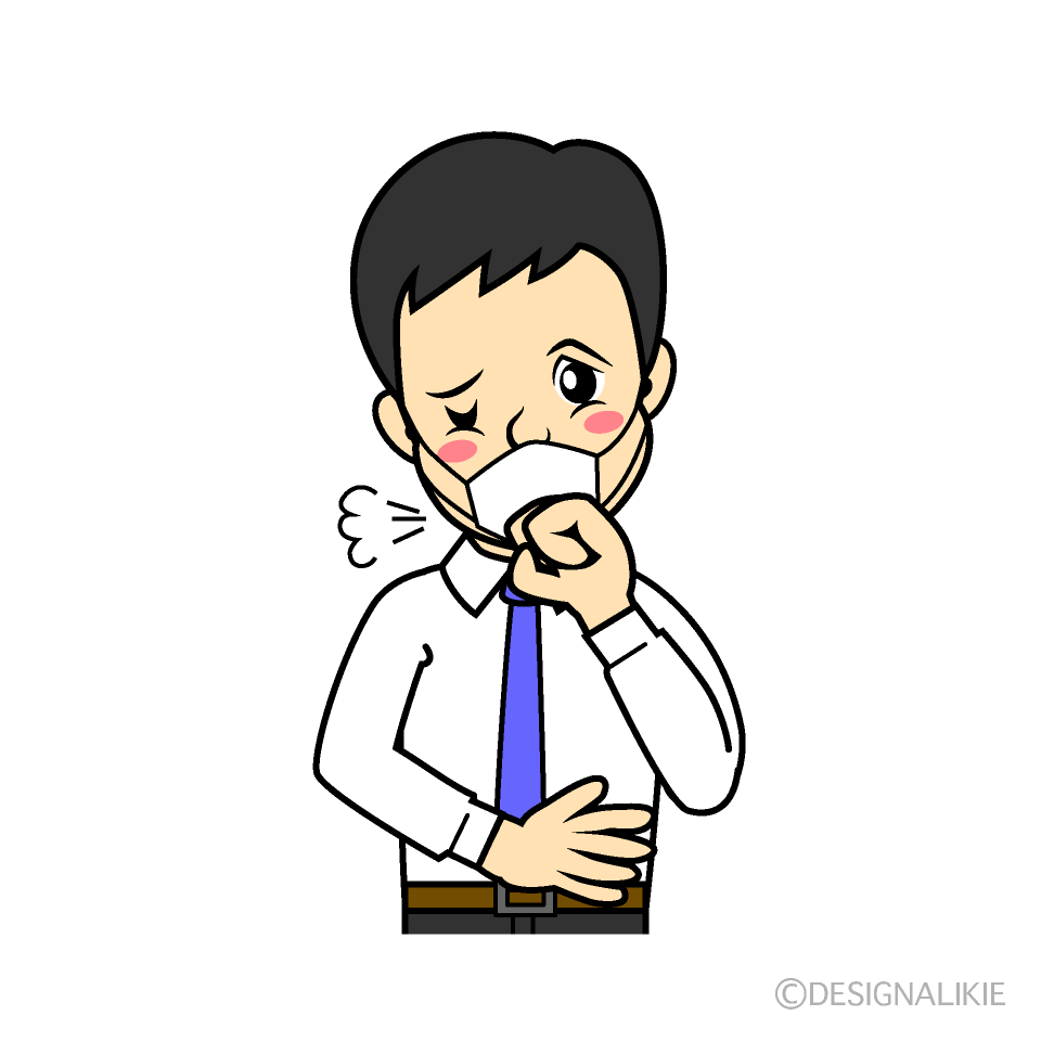 風邪で咳をする男性の無料イラスト素材 イラストイメージ