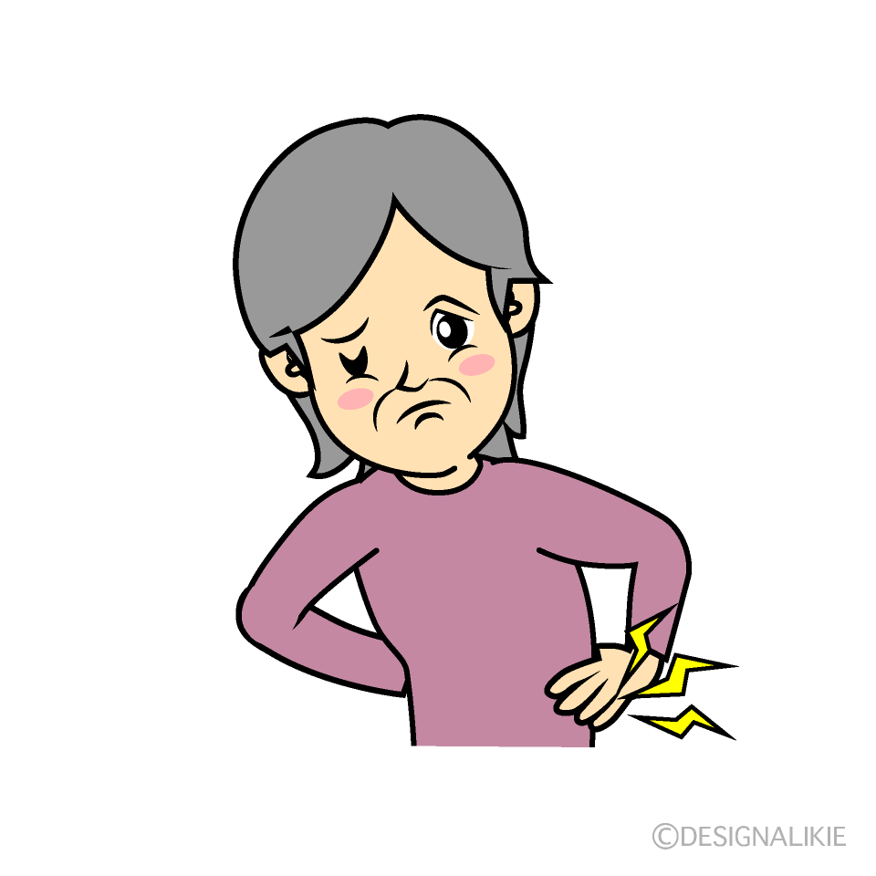 腰痛の年配女性イラストのフリー素材 イラストイメージ