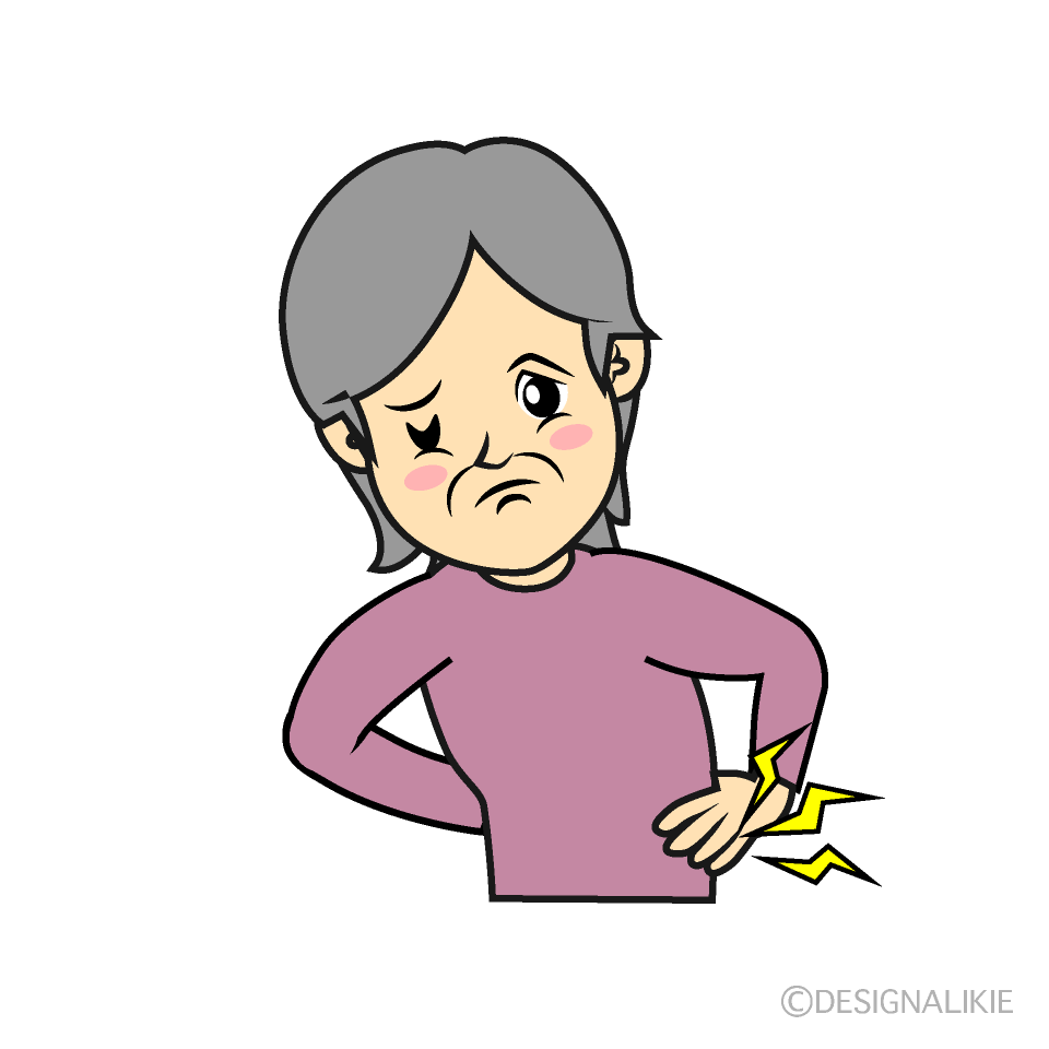 腰痛の年配女性