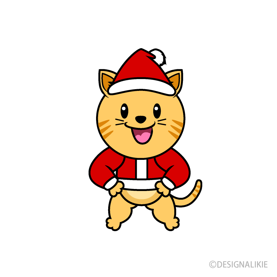 クリスマスのトラ猫キャライラストのフリー素材 イラストイメージ