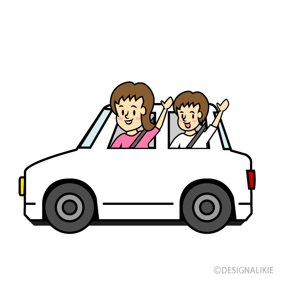 ドライブに出かける家族の無料イラスト素材 イラストイメージ