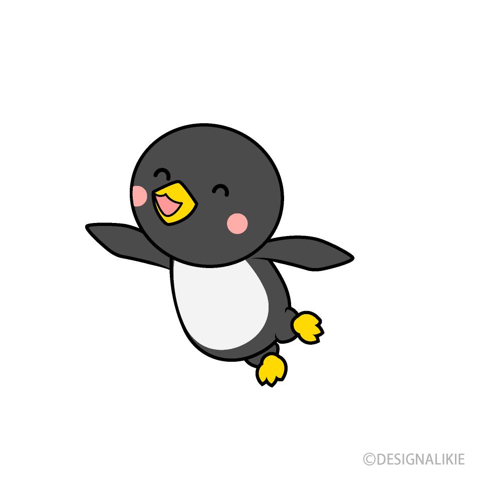 ジャンプするペンギンキャライラストのフリー素材 イラストイメージ