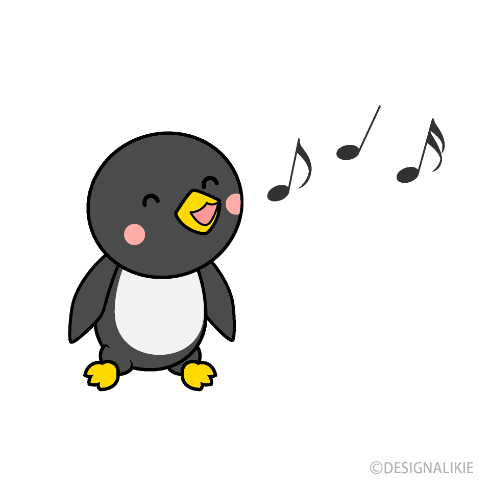 歌うペンギンキャライラストのフリー素材 イラストイメージ