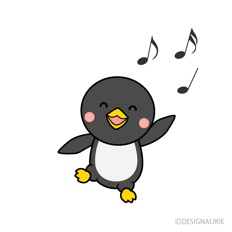 ダンスするペンギンキャライラストのフリー素材 イラストイメージ
