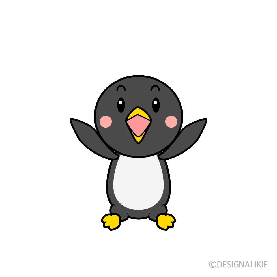 驚くペンギンキャライラストのフリー素材 イラストイメージ