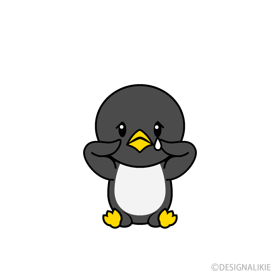 悲しいペンギンキャライラストのフリー素材 イラストイメージ