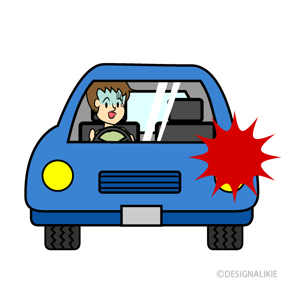 自動車の交通事故で青ざめる男性の無料イラスト素材 イラストイメージ