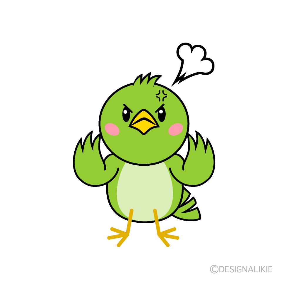 怒る小鳥キャライラストのフリー素材 イラストイメージ