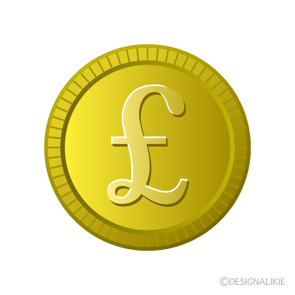 ポンド通貨のコインイラストのフリー素材 イラストイメージ