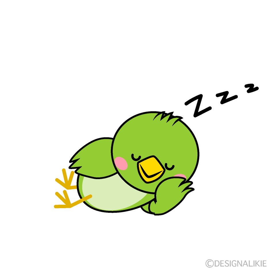 寝る小鳥キャライラストのフリー素材 イラストイメージ