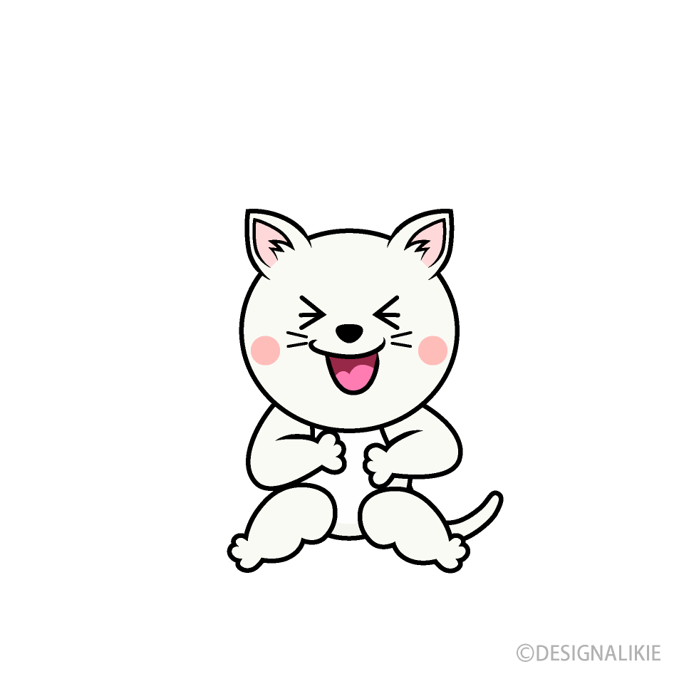 笑顔の白猫キャラ