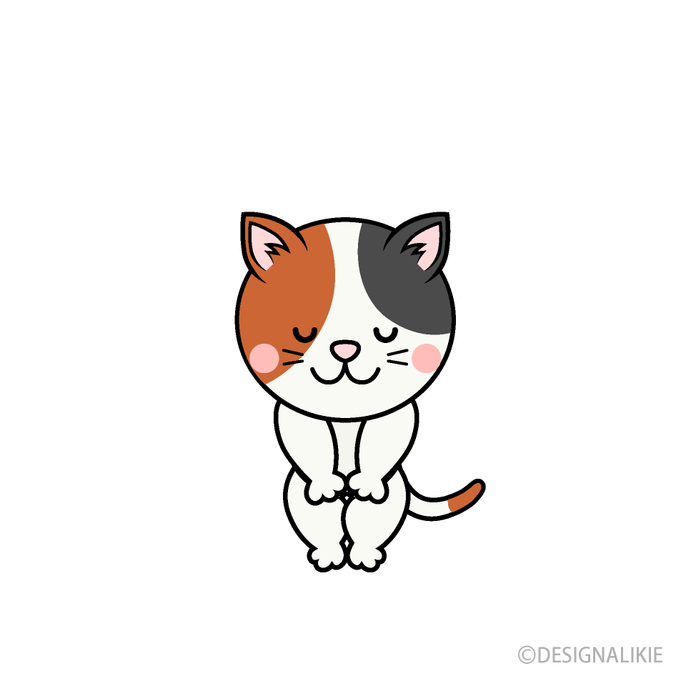 お辞儀三毛猫キャライラストのフリー素材 イラストイメージ