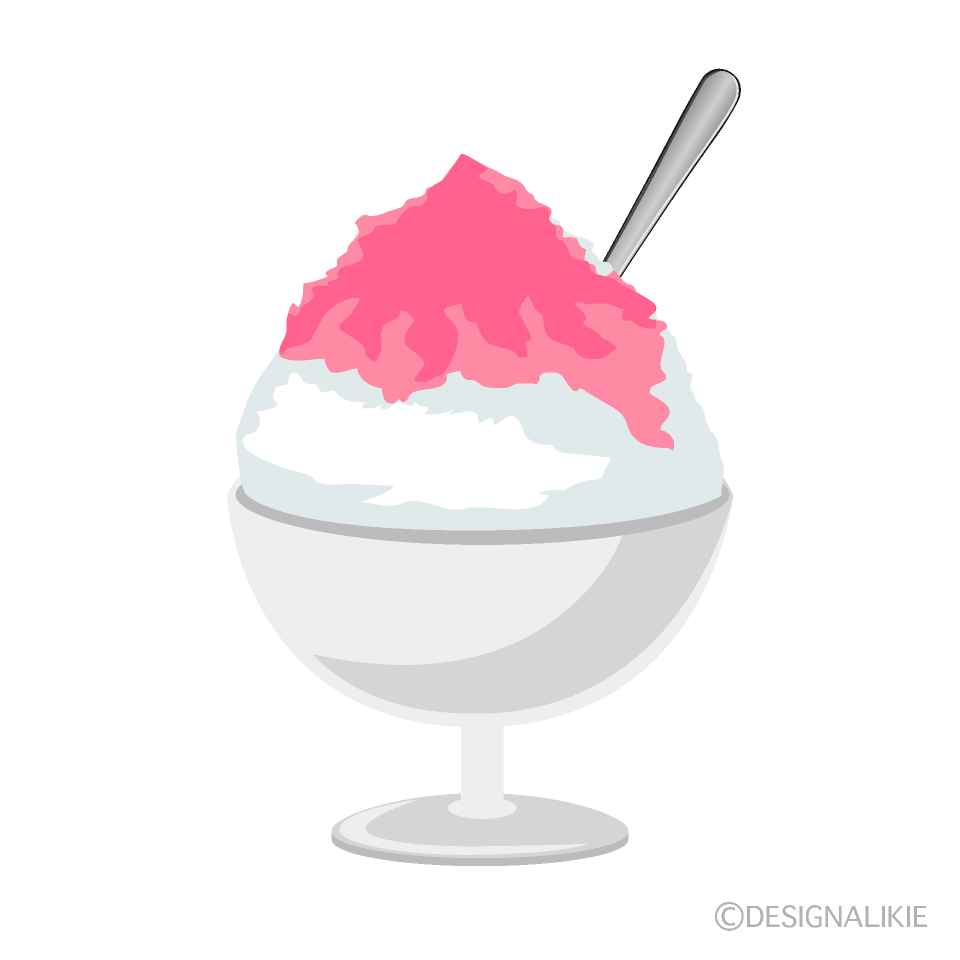 ピンクシロップのかき氷イラストのフリー素材 イラストイメージ