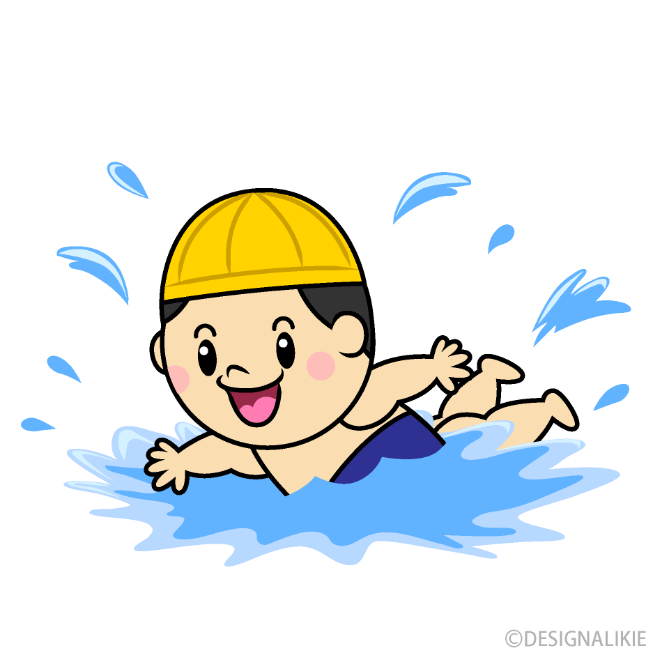 プールで泳ぐ男の子イラストのフリー素材 イラストイメージ