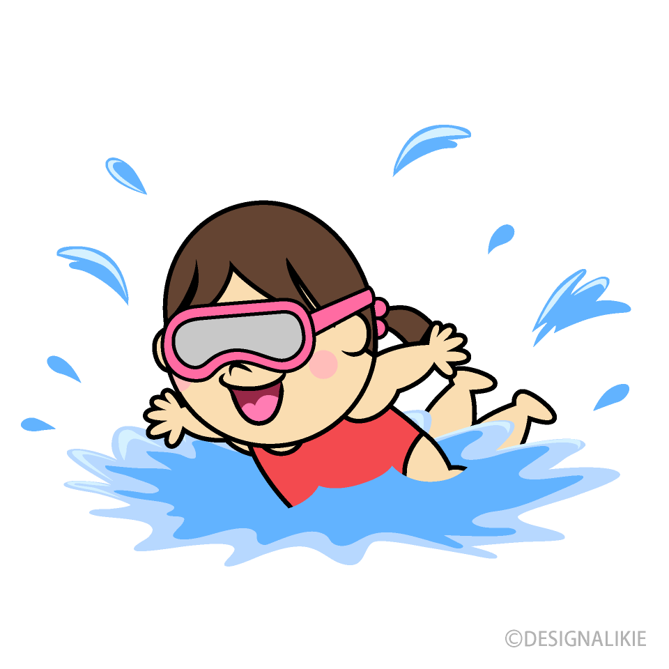 海水浴で泳ぐ女の子イラストのフリー素材 イラストイメージ