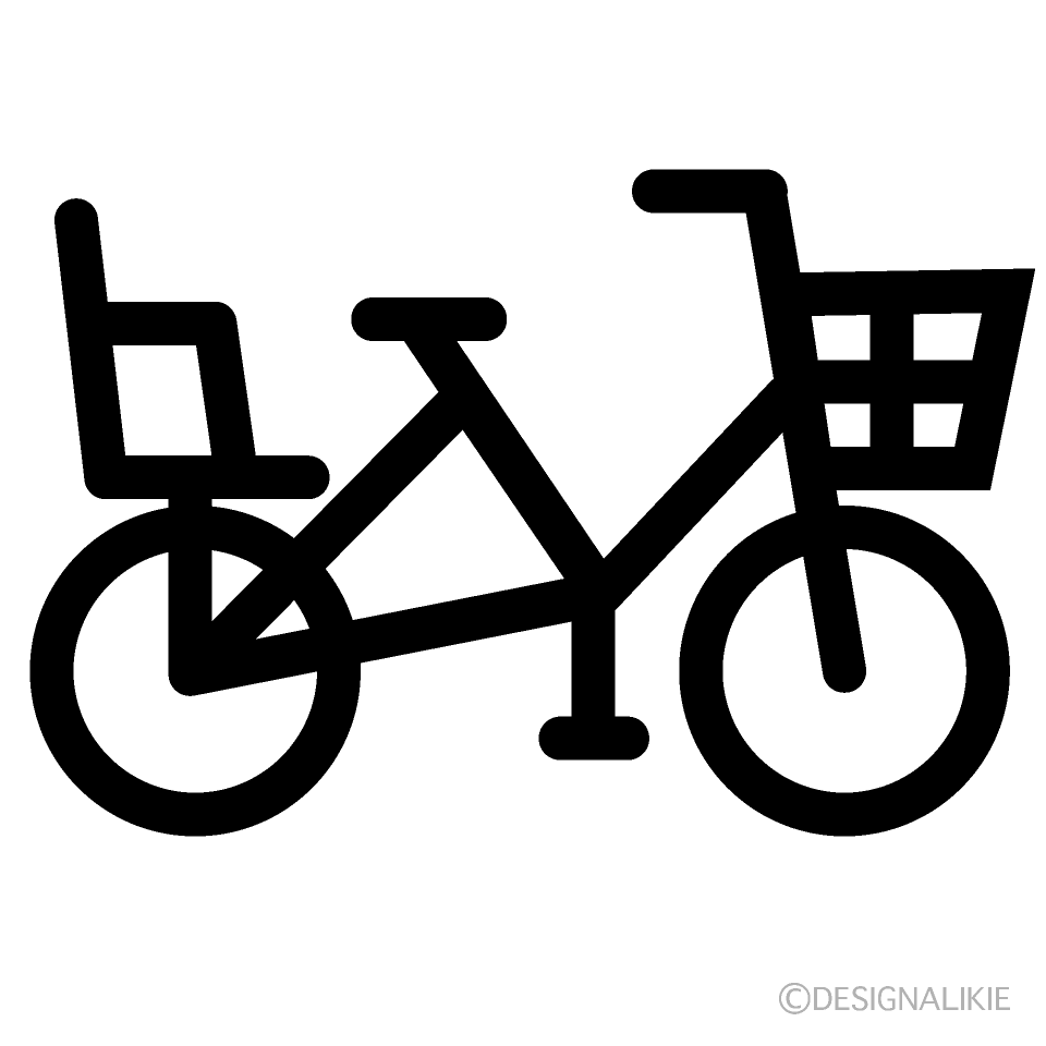 子供乗せ自転車イラストのフリー素材 イラストイメージ