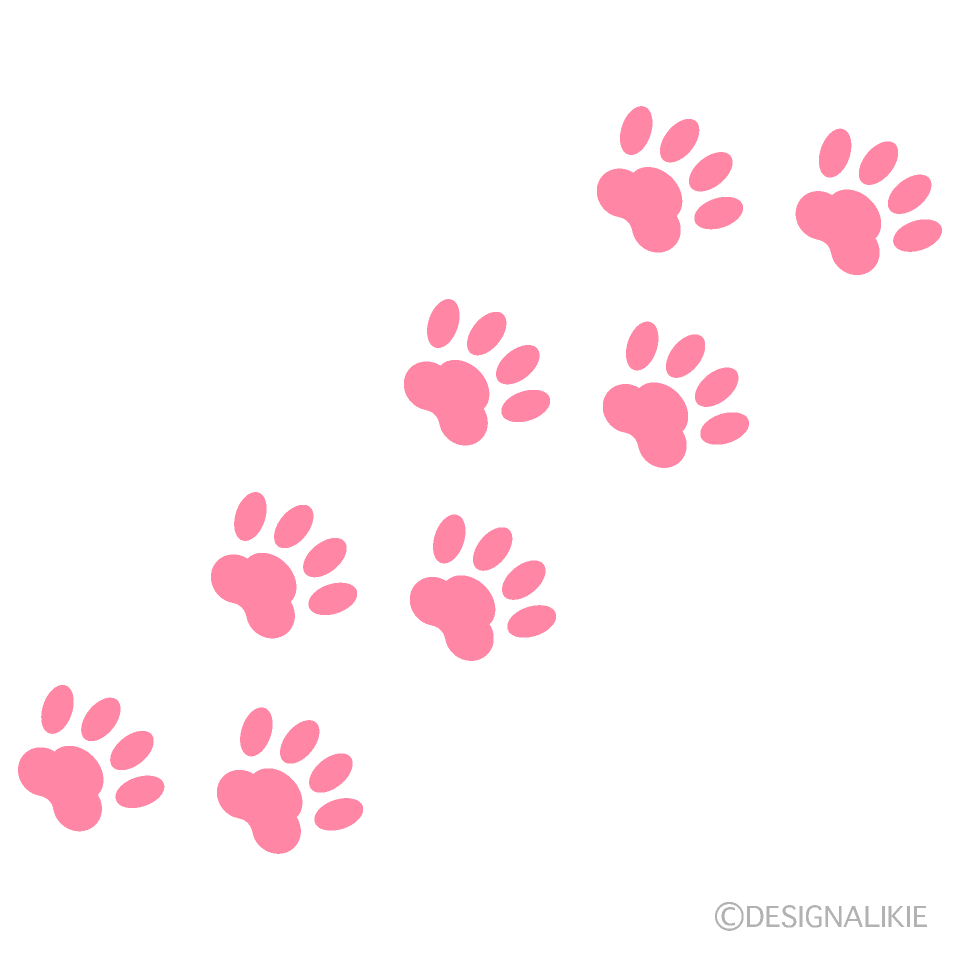 ピンクの猫足跡イラストのフリー素材 イラストイメージ