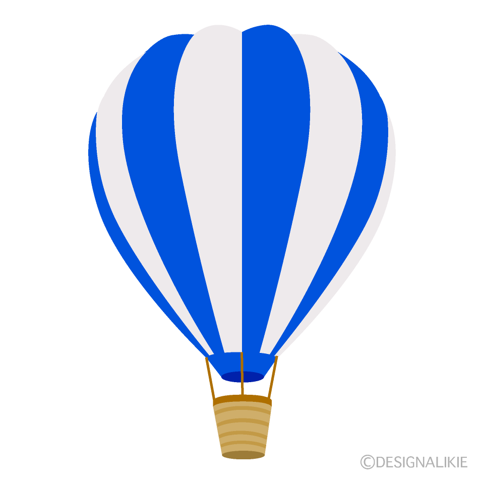 青色の気球イラストのフリー素材 イラストイメージ