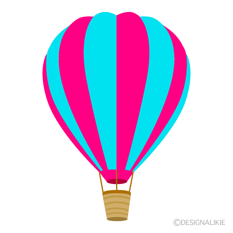 ピンクと水色の気球イラストのフリー素材 イラストイメージ