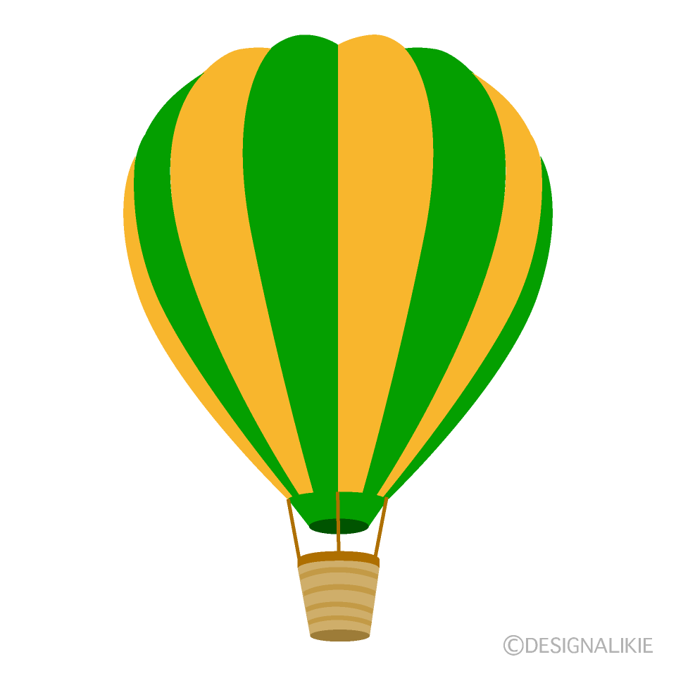 緑とオレンジの気球