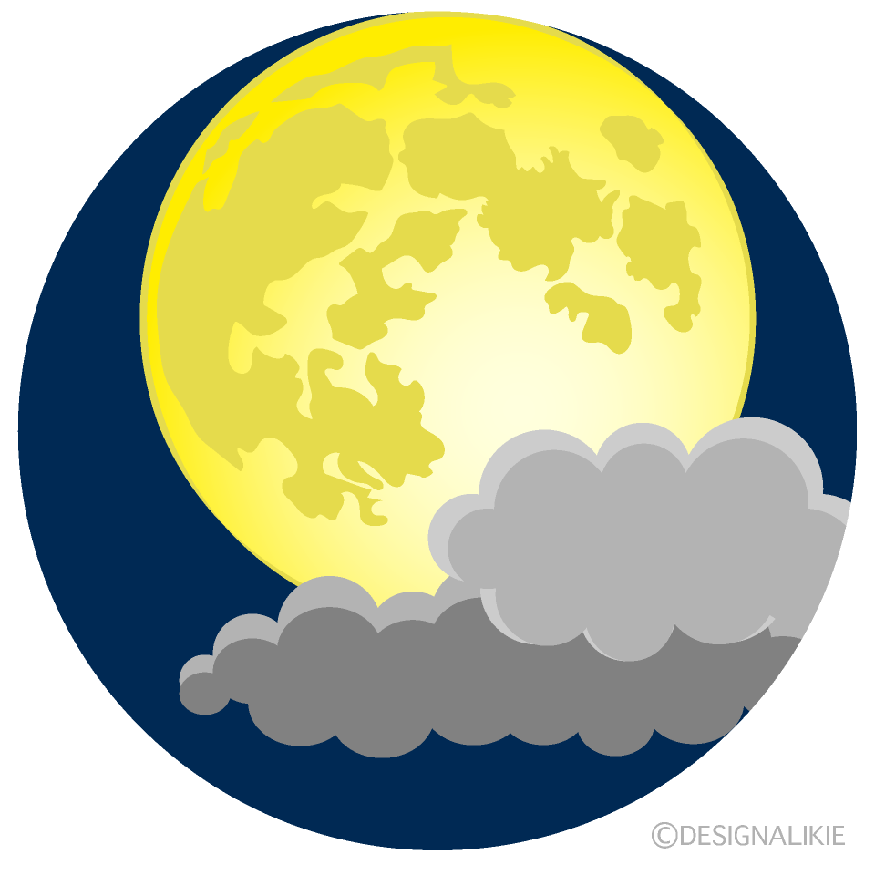 満月と雲イラストのフリー素材 イラストイメージ