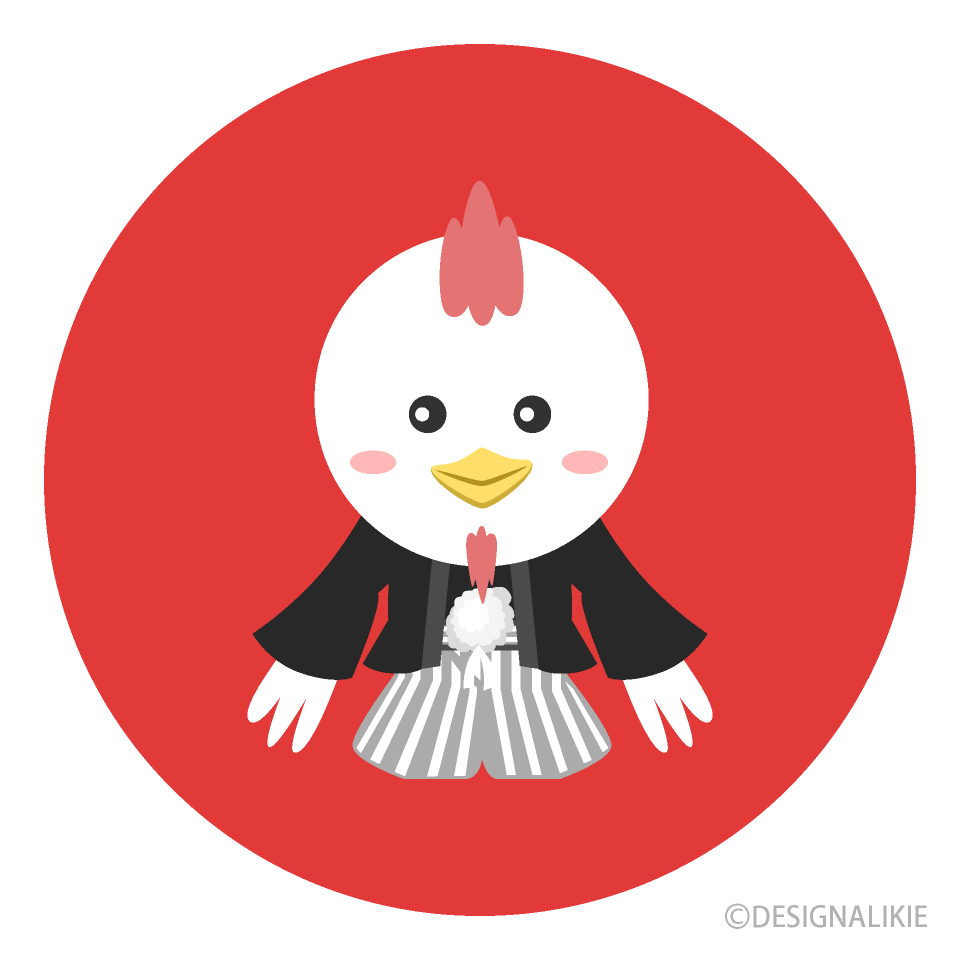 鶏シルエットの年賀状イラストのフリー素材 イラストイメージ
