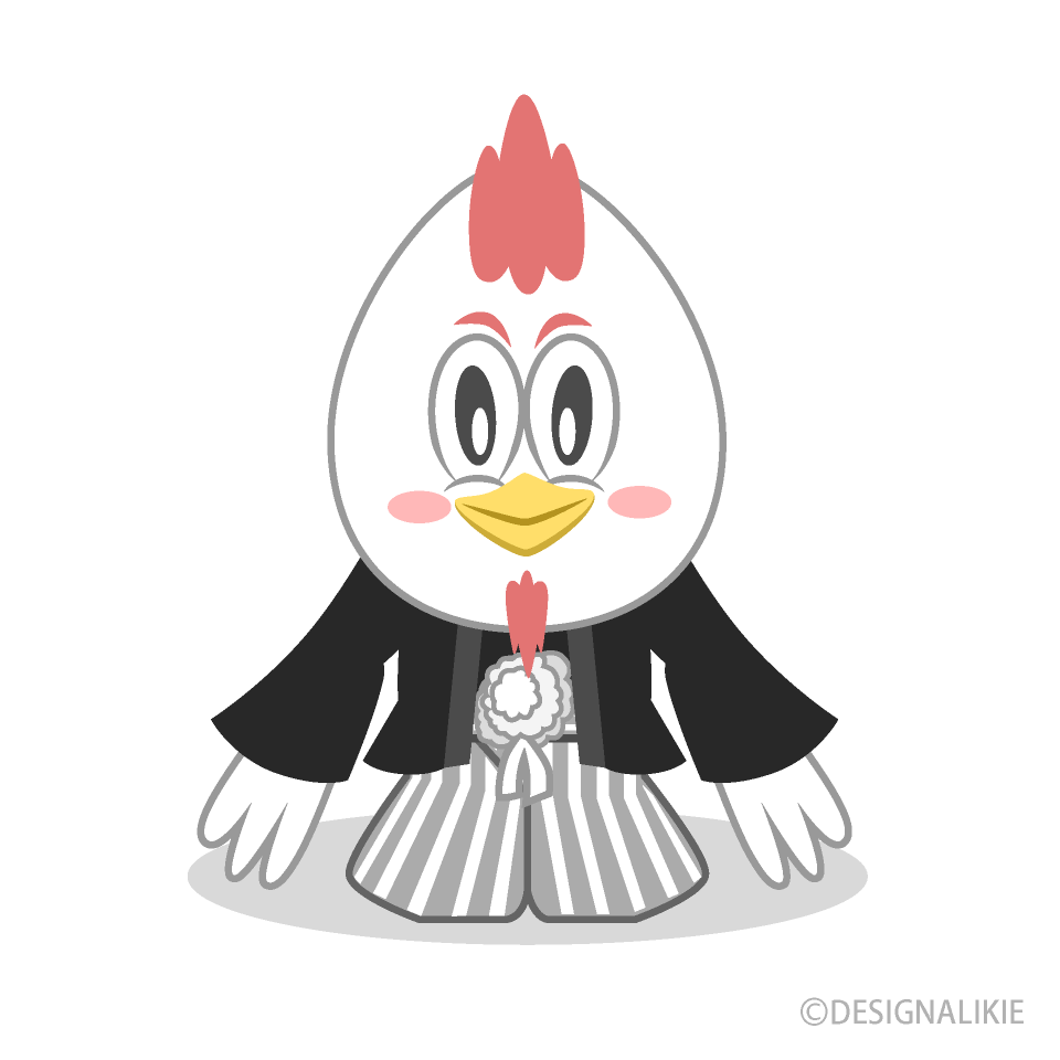 お正月の鶏キャラクターの無料イラスト素材 イラストイメージ