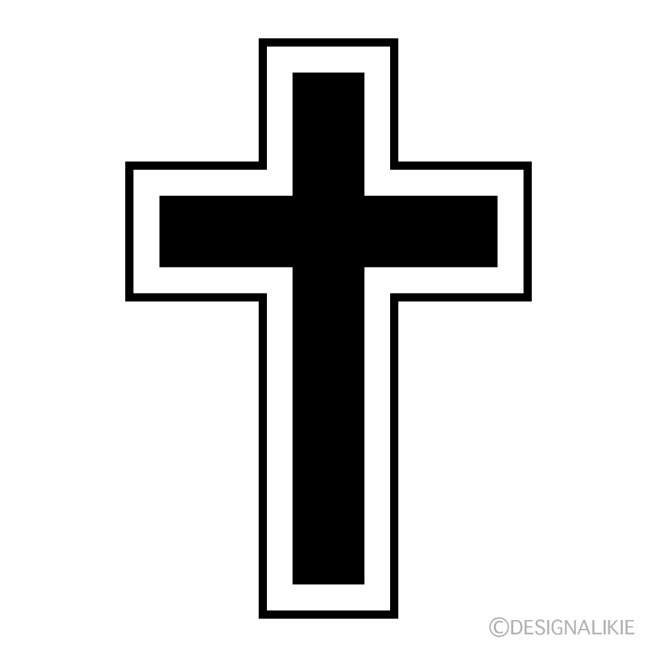 白黒の十字架イラストのフリー素材 イラストイメージ