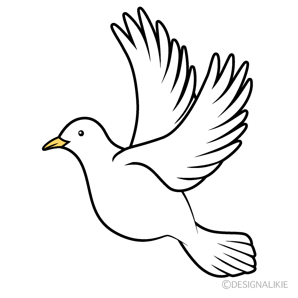 平和の白い鳩イラストのフリー素材 イラストイメージ