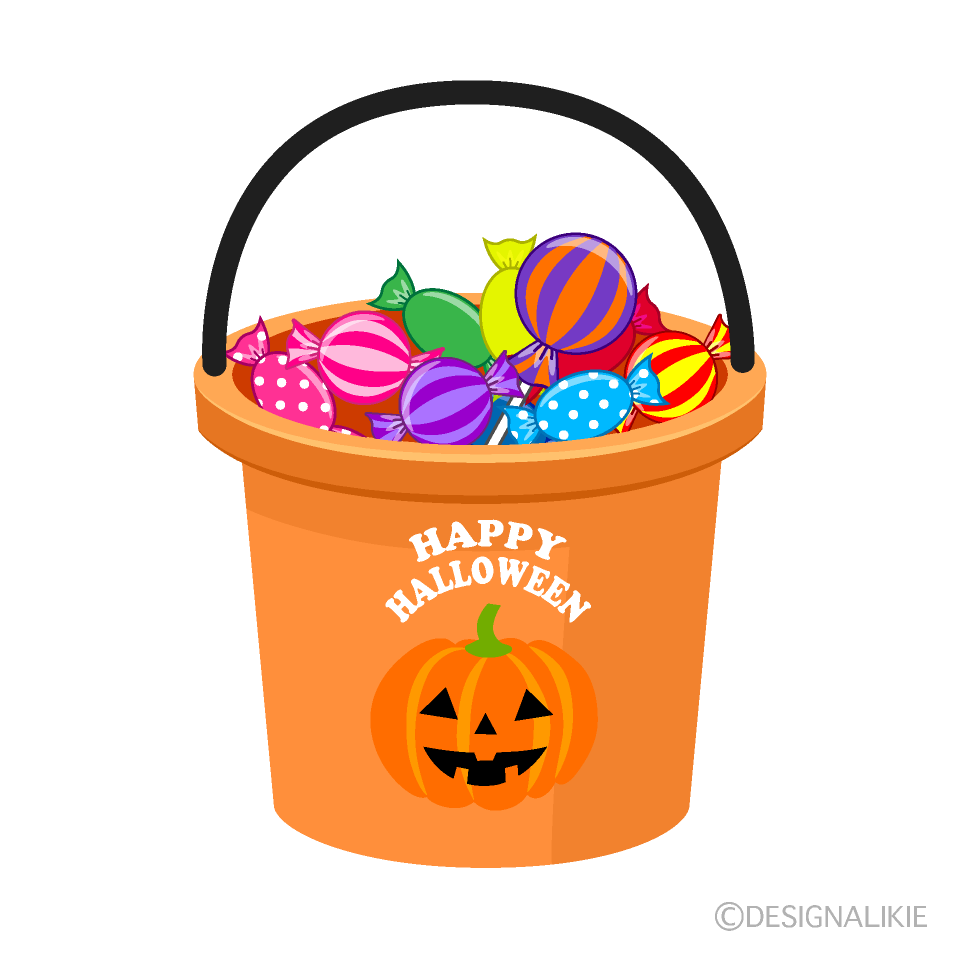 ハロウィンお菓子のバケツイラストのフリー素材 イラストイメージ