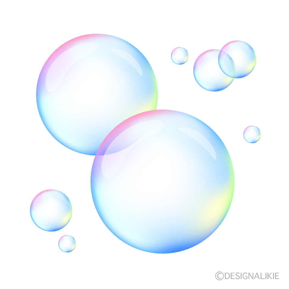 虹色の泡イラストのフリー素材 イラストイメージ