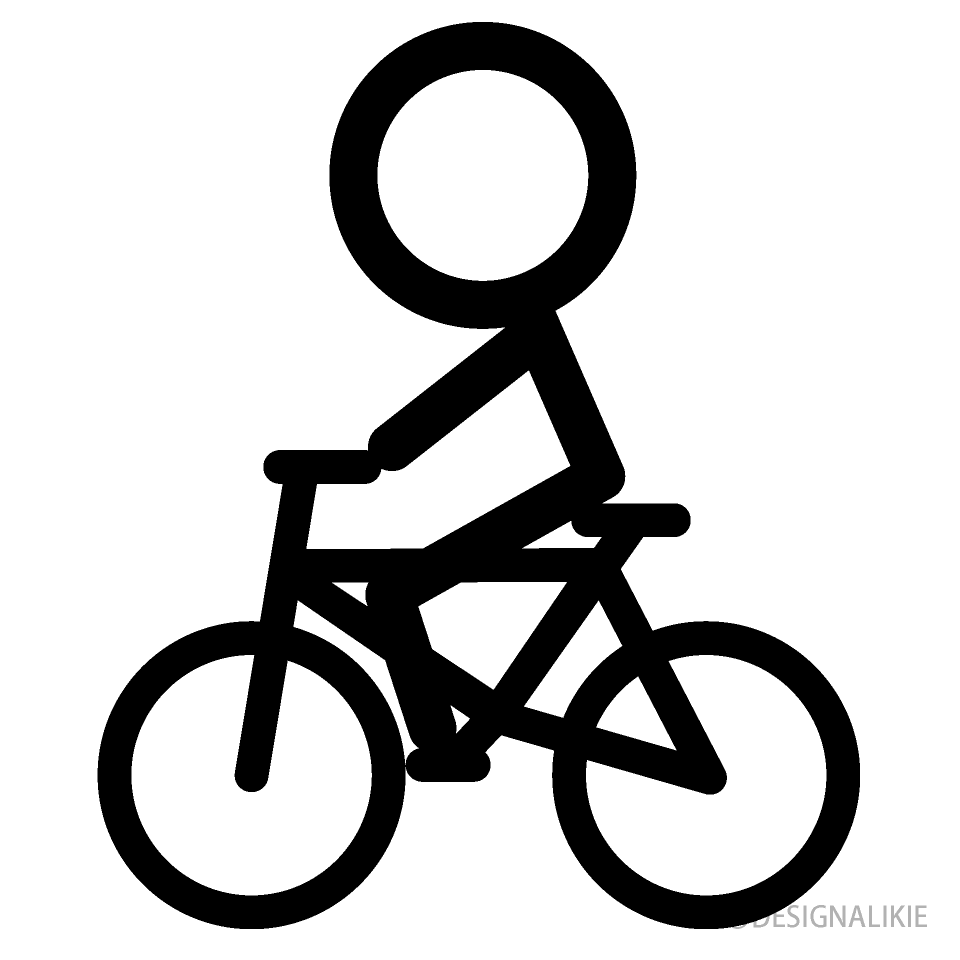 自転車に乗る棒人間イラストのフリー素材 イラストイメージ