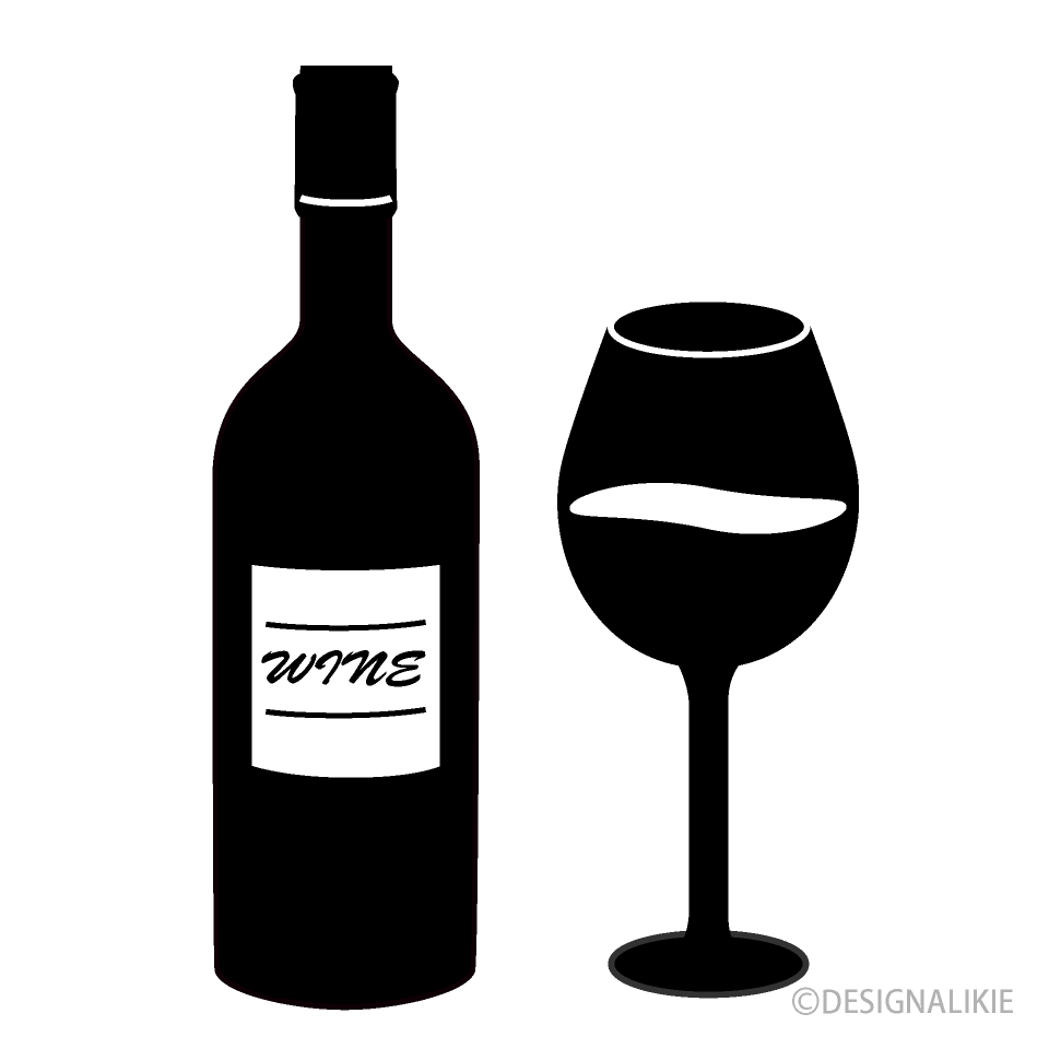 赤ワインシルエットイラストのフリー素材 イラストイメージ