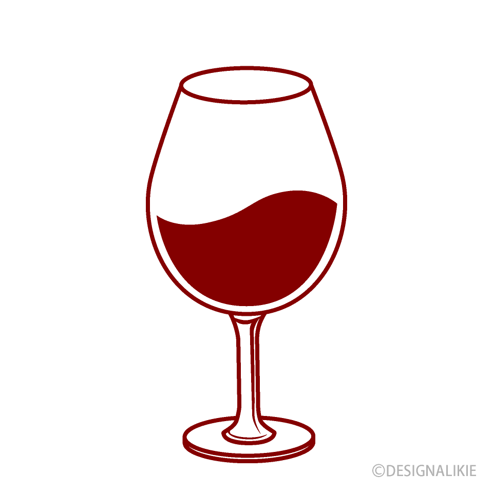 赤ワイングラスマークイラストのフリー素材 イラストイメージ
