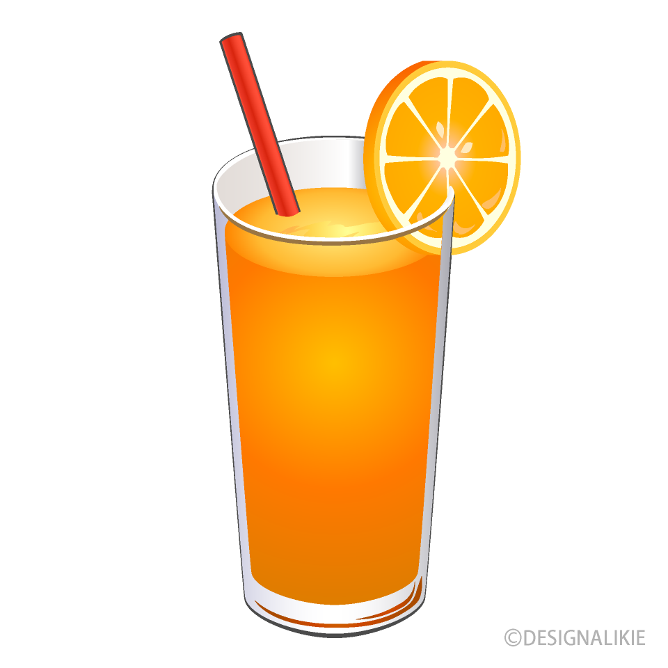 フレッシュなオレンジジュースイラストのフリー素材 イラストイメージ