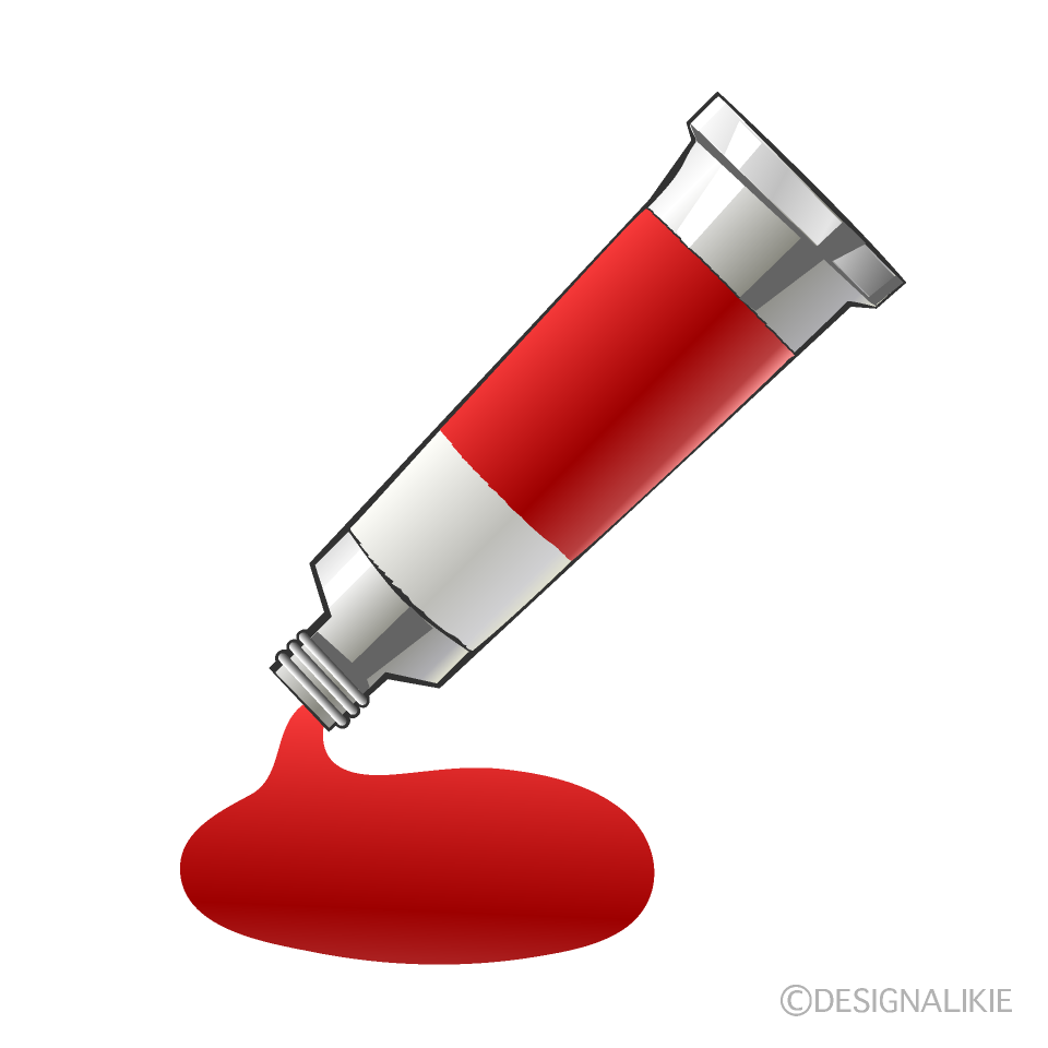 赤色の絵の具チューブイラストのフリー素材 イラストイメージ