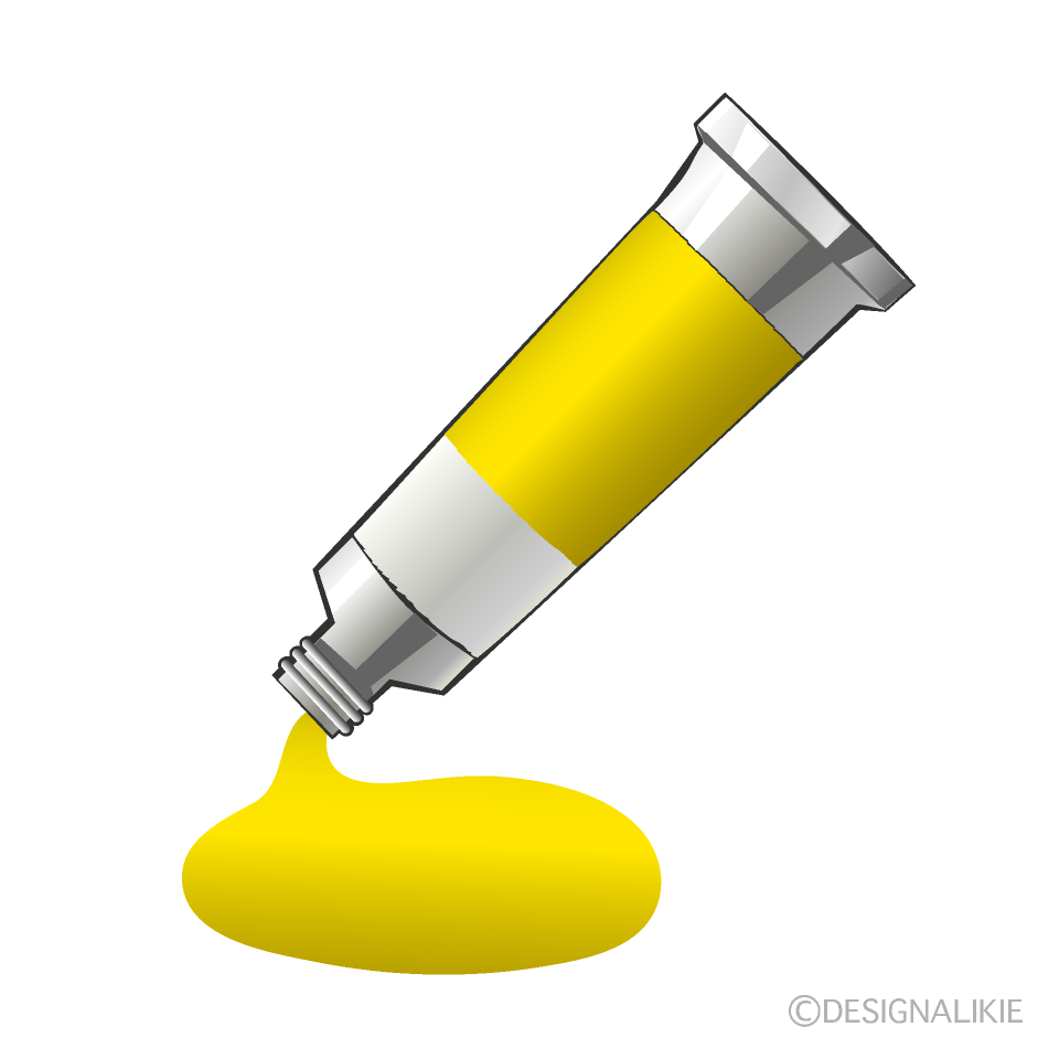 黄色の絵の具チューブイラストのフリー素材 イラストイメージ