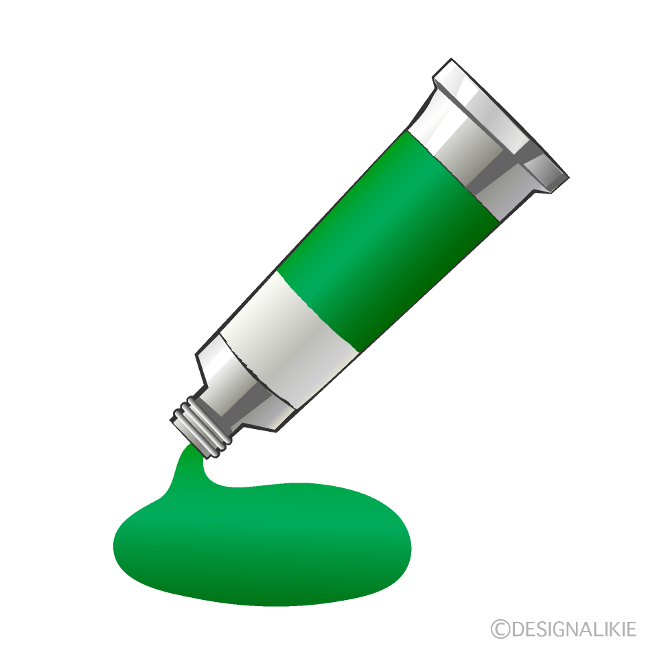 緑色の絵の具チューブイラストのフリー素材 イラストイメージ
