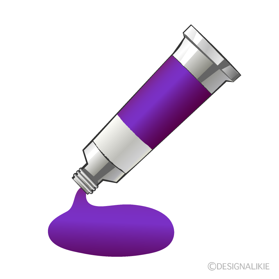 紫色の絵の具チューブイラストのフリー素材 イラストイメージ