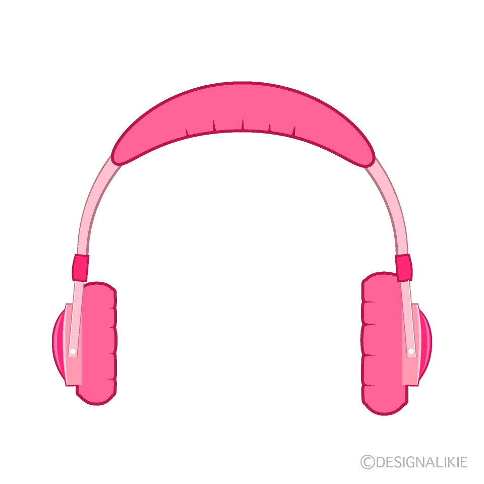 可愛いピンクのヘッドホンイラストのフリー素材 イラストイメージ