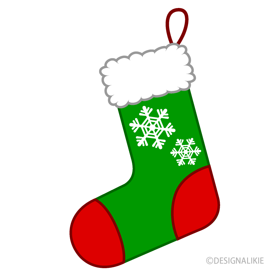 雪のクリスマス靴下イラストのフリー素材 イラストイメージ