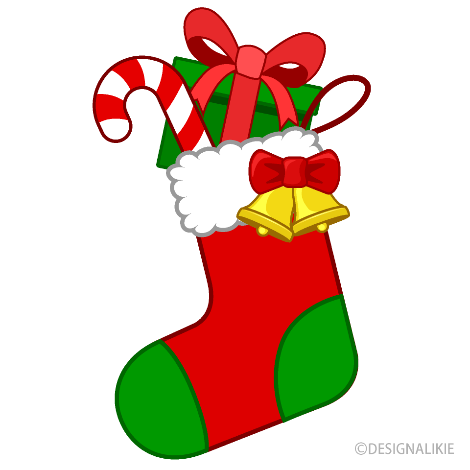 クリスマスプレゼントの靴下イラストのフリー素材 イラストイメージ