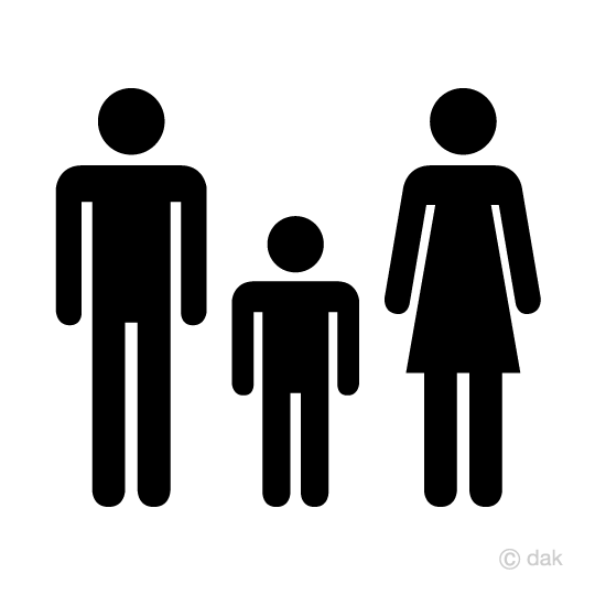 散歩する家族シルエットの無料イラスト素材 イラストイメージ