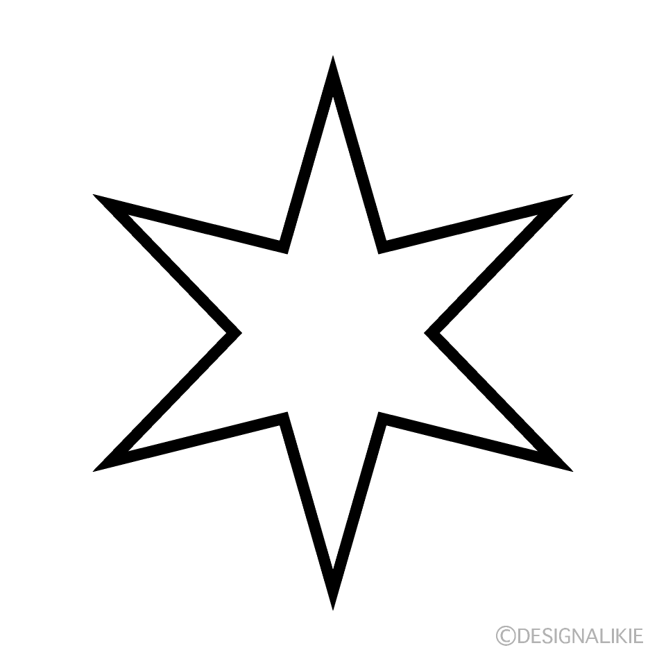 白黒の六角星マークイラストのフリー素材 イラストイメージ
