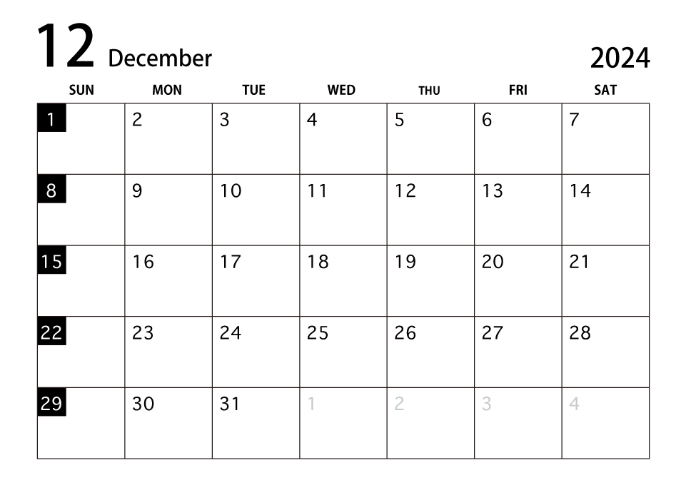 22年1月カレンダー 白黒 イラストのフリー素材 イラストイメージ